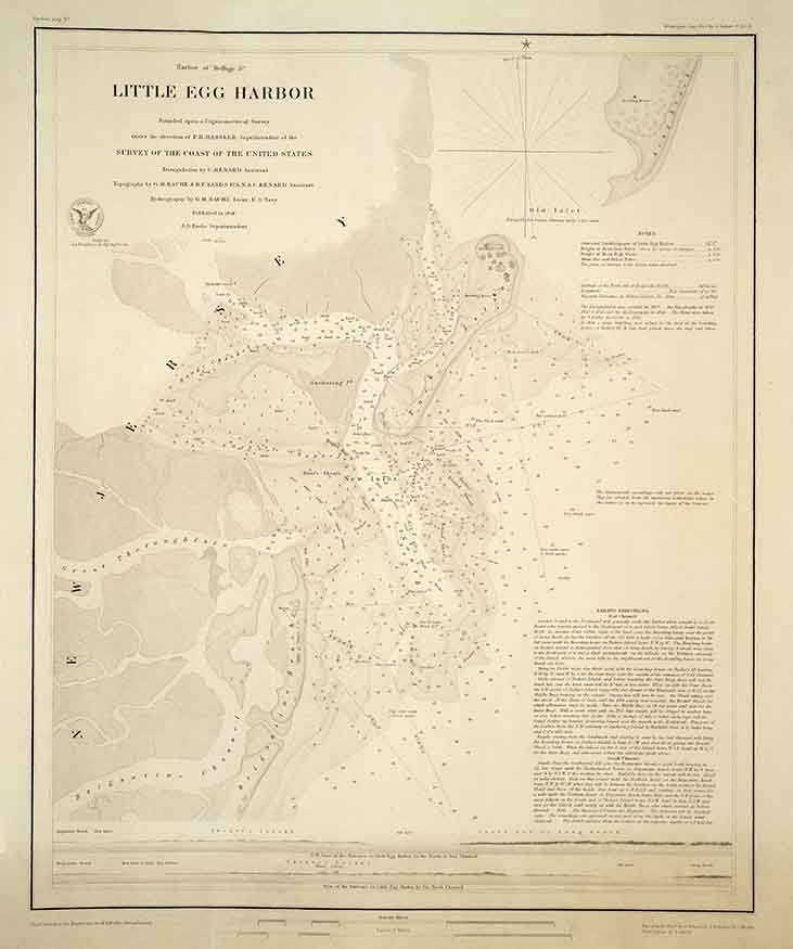 1846 Nautical Map of Little Egg Harbor New Jersey Etsy
