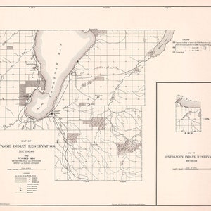 Mapa de 1912 da Reserva Indígena L'anse, Michigan