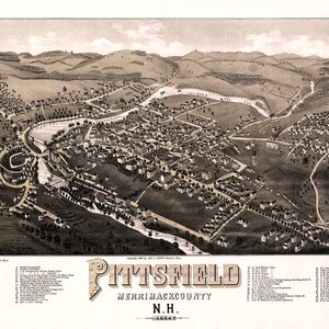 1884 Panorama-Karte von Pittsfield Merrimack County, New Hampshire