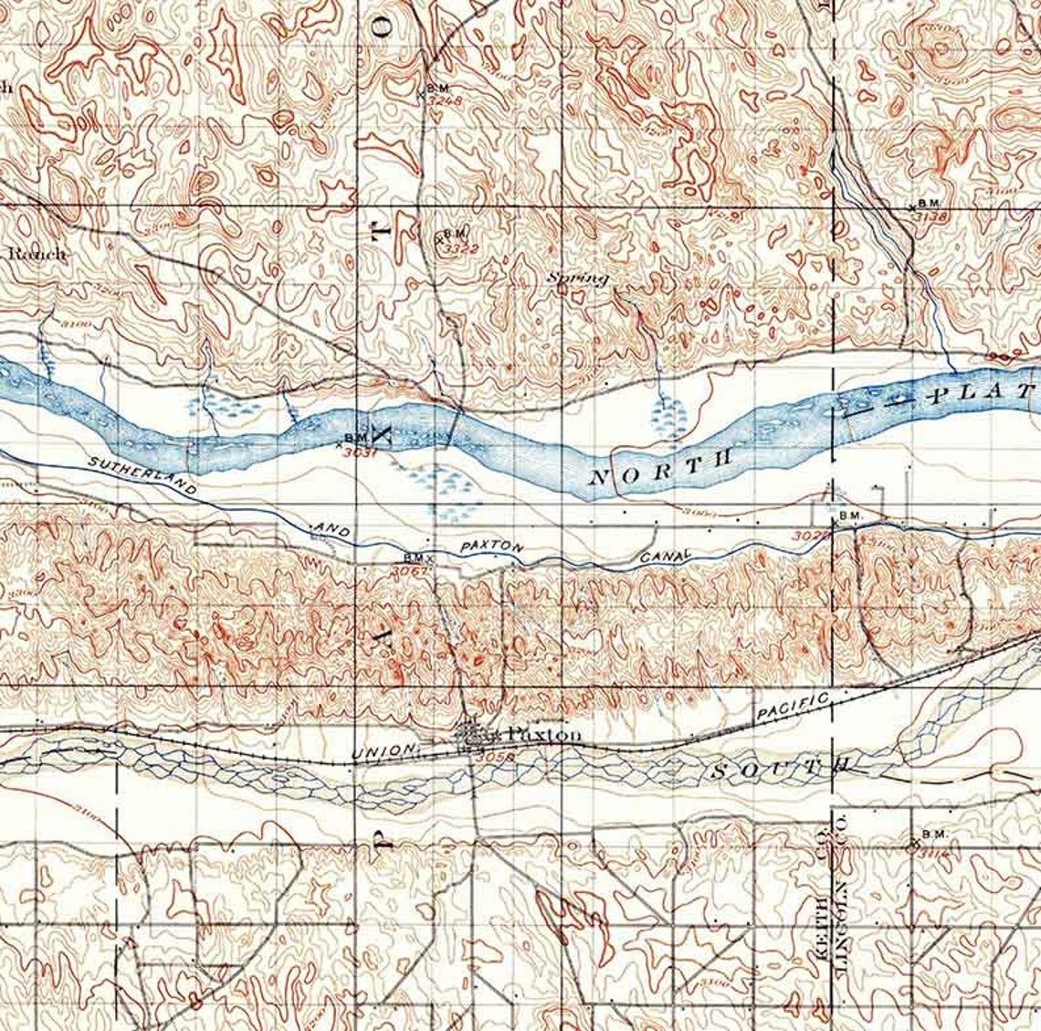 1898 Topo Map of Paxton Nebraska Etsy UK