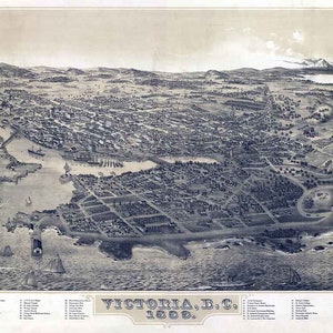1889 Panoramakarte von Victoria in British Canada, Kanada