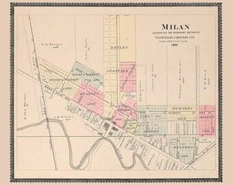 1895 Map of Milan Washtenaw County Michigan