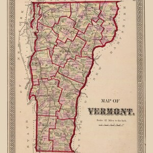 1876 Map of Vermont