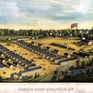 1864 Luftkarte Karte von Cival War Parole Camp Annapolis Maryland Leinwanddruck