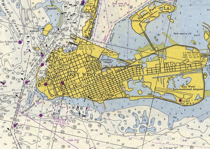 1961 Nautical Map of Sugarloaf Key to Key West Florida Etsy