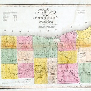 Carte de la limite des fermes de 1829 dans le comté de Wayne, New York