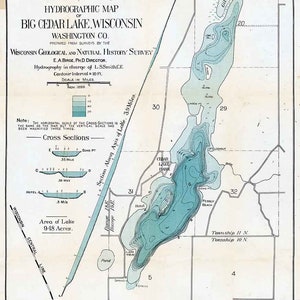 1899 Kaart van Big Cedar Lake, Washington County (Wisconsin)