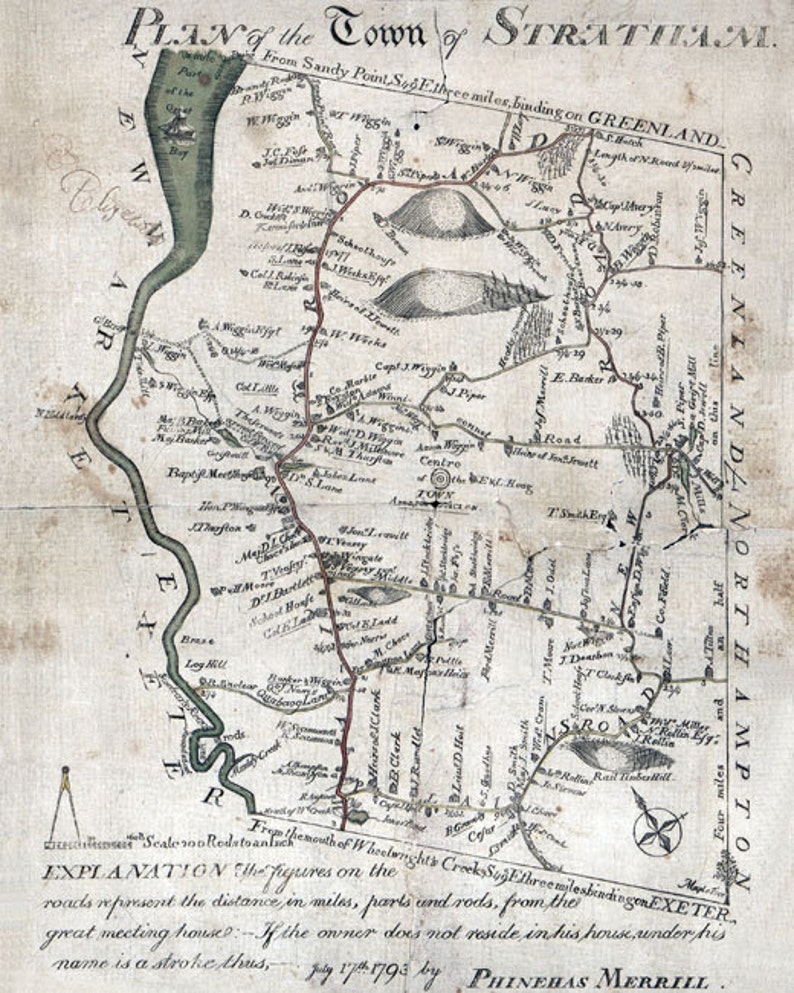 1793 Map of Stratham New Hampshire Etsy