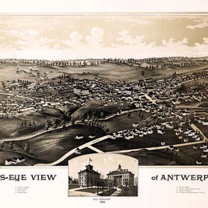 1888 Panorama-Karte vonEntwerp New York