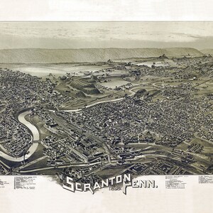 1890 Panorama-Karte von Scranton Pennsylvania