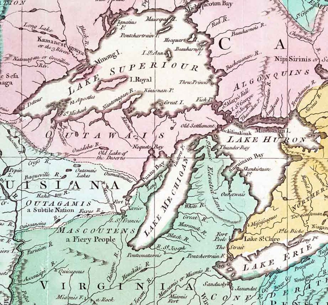 1761 Map of Canada Etsy