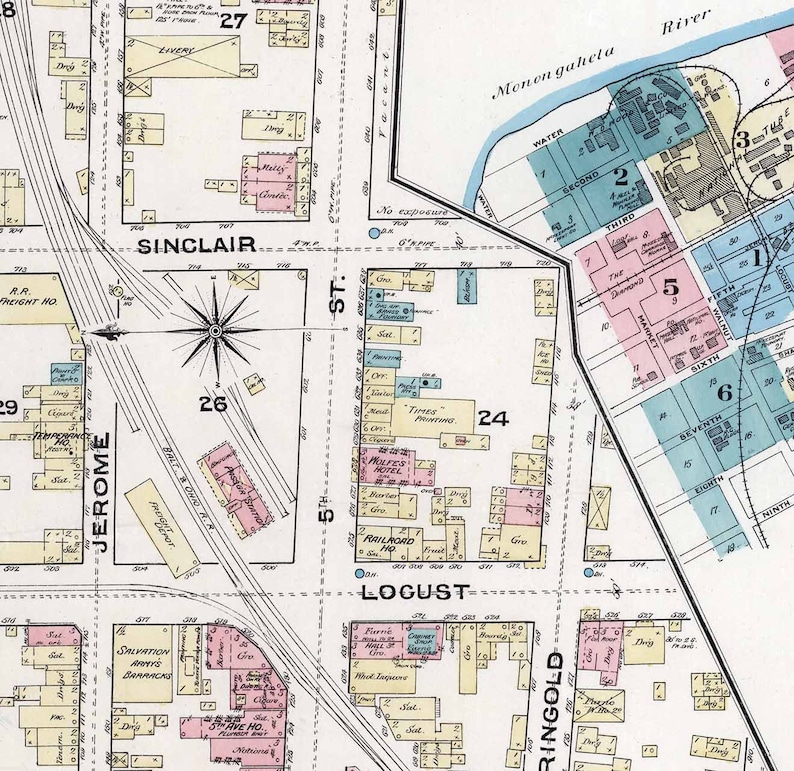 1884 Town Map of McKeesport Allegheny County Pennsylvania Etsy