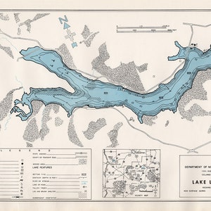 Carte du comté de Lake Logan Hocking, Ohio, 1960