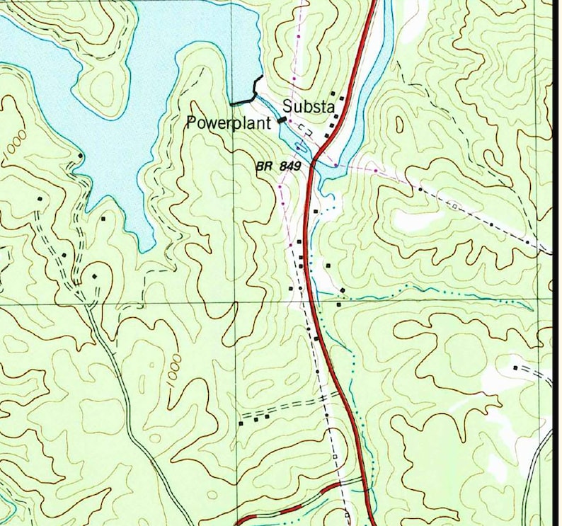 1990 Map of Lake Adger North Carolina Etsy