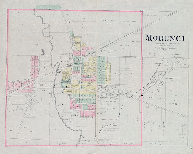 1893 Map of Morenci Lenawee County Michigan Etsy