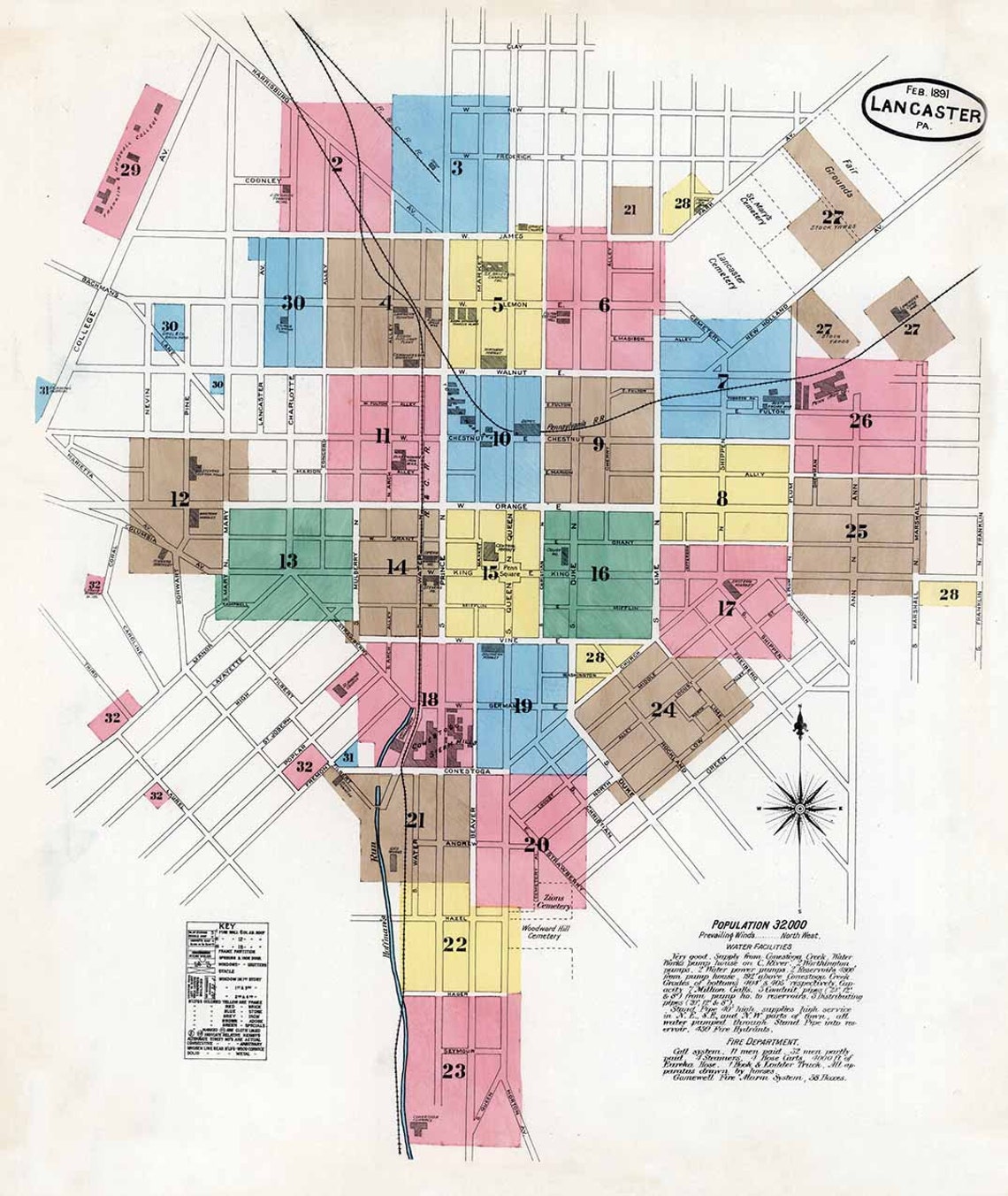 1891 Town Map of Lancaster County Pennsylvania - Etsy