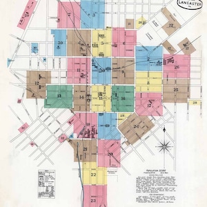 Plan de la ville de 1891, comté de Lancaster, Pennsylvanie