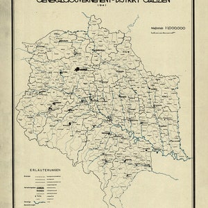 1941 Städtekarte und Regionskarte von Ostgalizien Österreich Ungarn