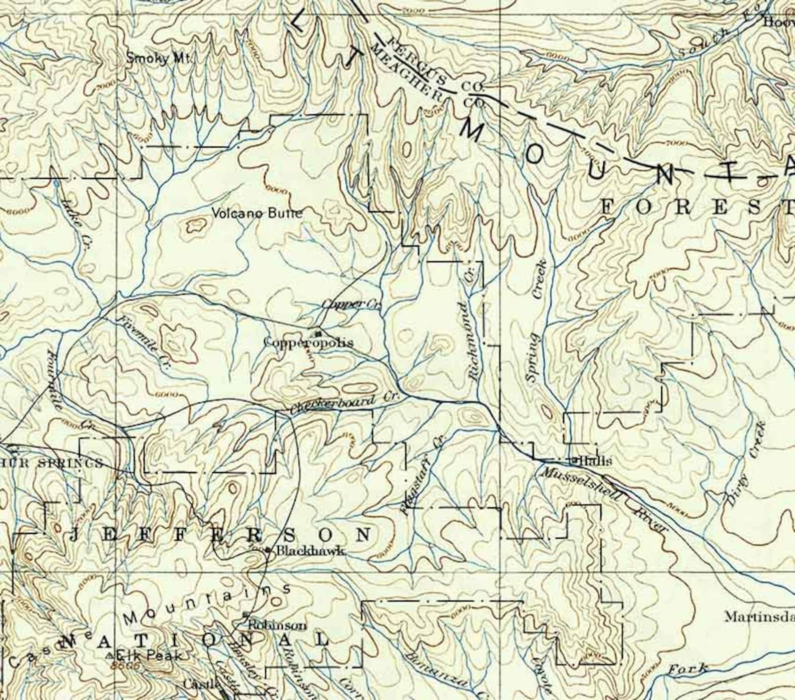 1902 Topo Map of Little Belt Mountains Montana Etsy