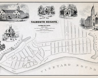 1873 Map of Falmouth Heights Falmouth Massachusetts