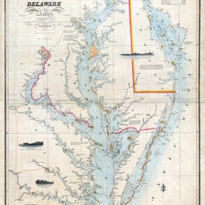 Carte de 1859 des baies de Chesapeake et du Delaware