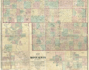 Montcalm County Plat Map Montcalm | Etsy