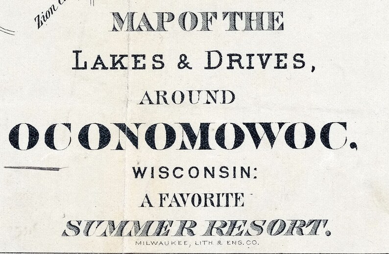 1887 Map of the Lakes Around Oconomowoc Wisconsin Etsy