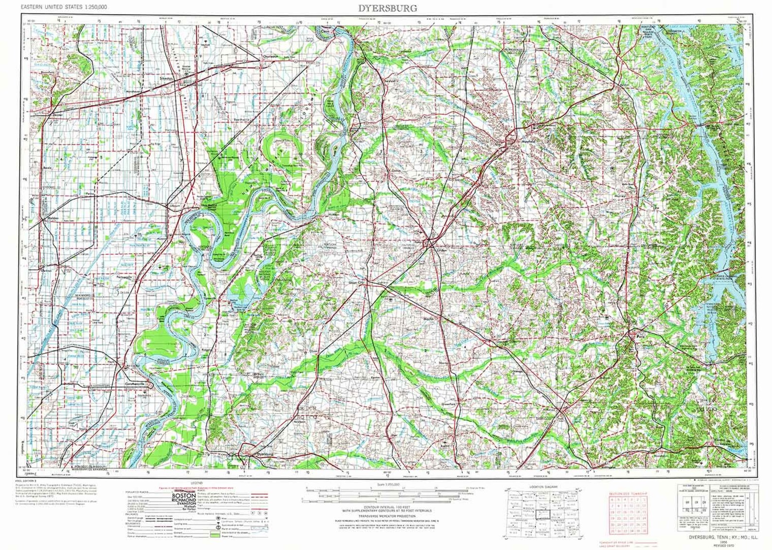 1956 Topo Map of Dyersburg Tennessee Mayfield Etsy