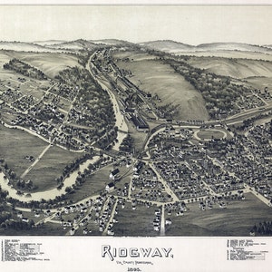 1895 Panoramakarte Ridgway Elk County PA