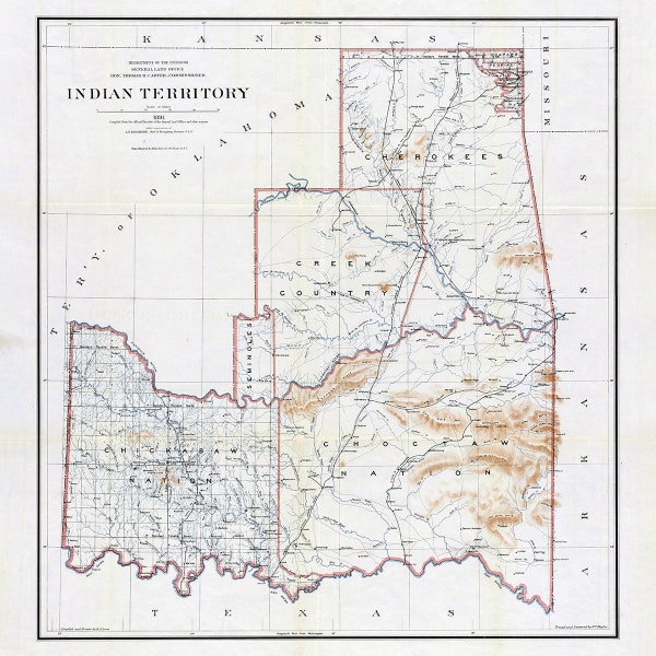 1891 Map of the Indian Territory and Oklahoma