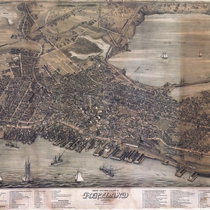 1876 Panorama-Karte von Portland Maine