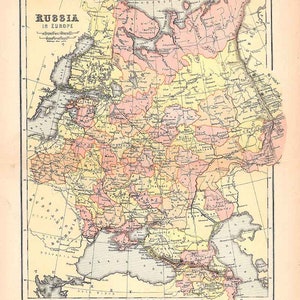 1888 Kaart van Rusland in Europa