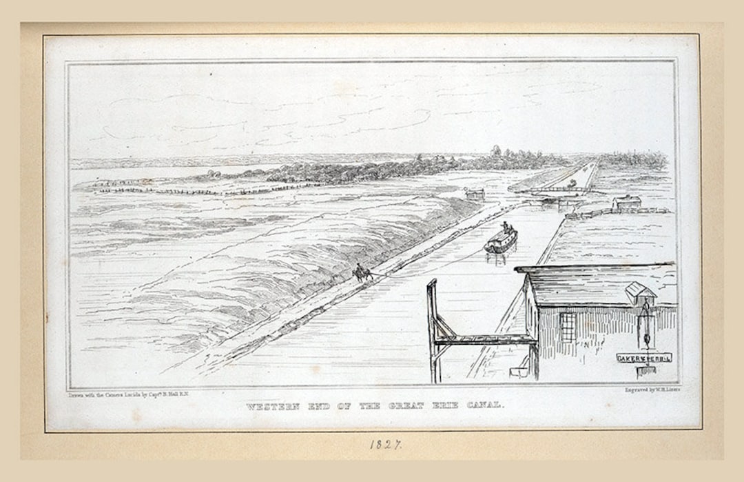 1825 Drawing of the Western End Erie Canal Etsy