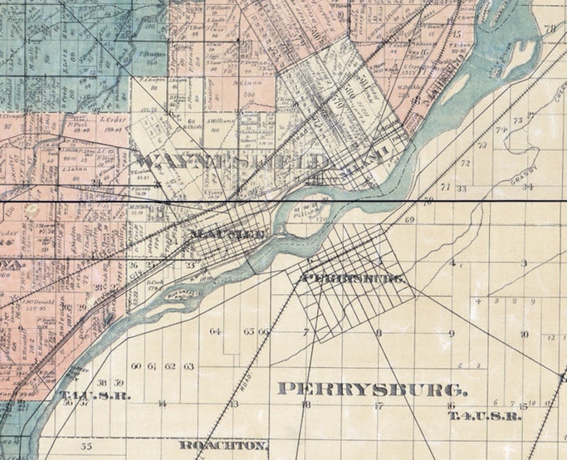 1888 Farm Line Map of Lucas County Ohio Waynesfield Etsy