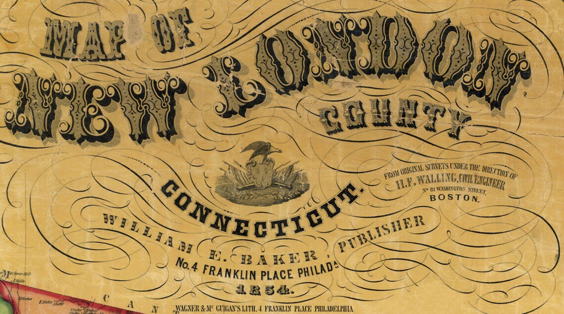 1854 Map of New London County Connecticut Genealogy Etsy