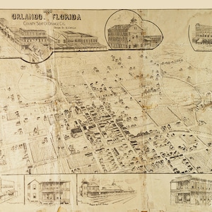 1890 Panorama-Karte von Florida-Orlando