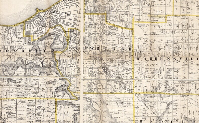 1858 Map of Cuyahoga County Ohio - Etsy