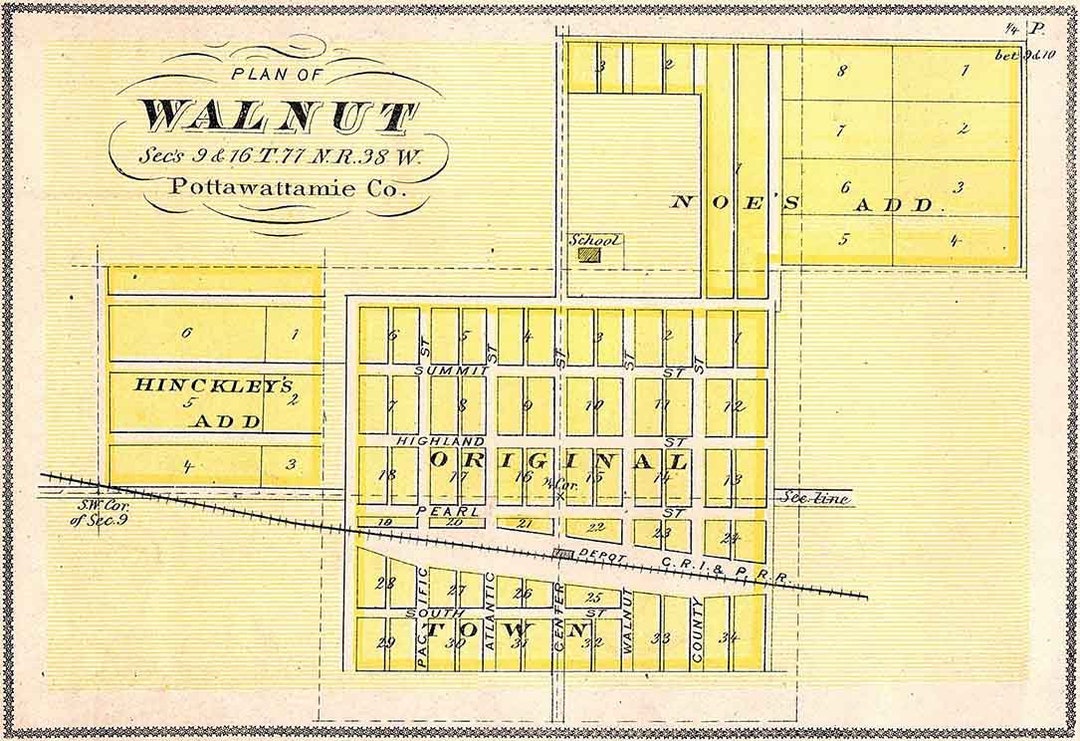 1875 Map of Walnut Pottawattamie County Iowa Etsy