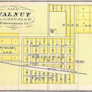 1875 Carte du comté de Pottawattamie, Iowa, noyer