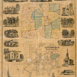 1855 Map of Pittsfield Berkshire County Massachusetts