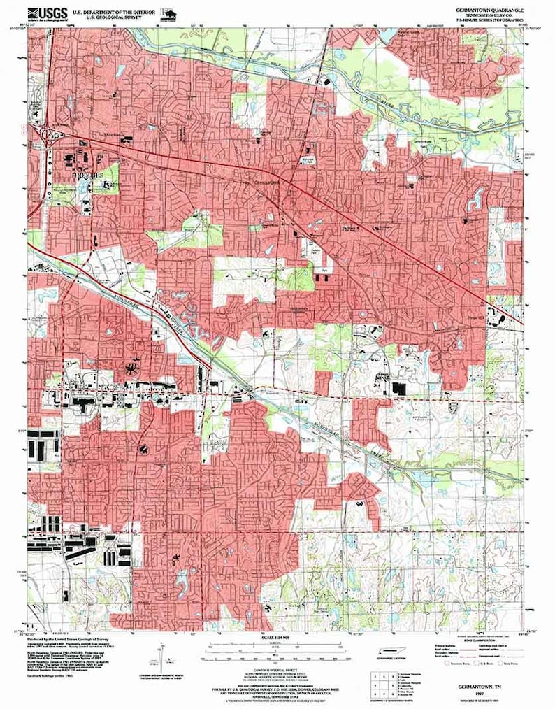 1997 Topo Map of Germantown Tennessee Memphis Etsy