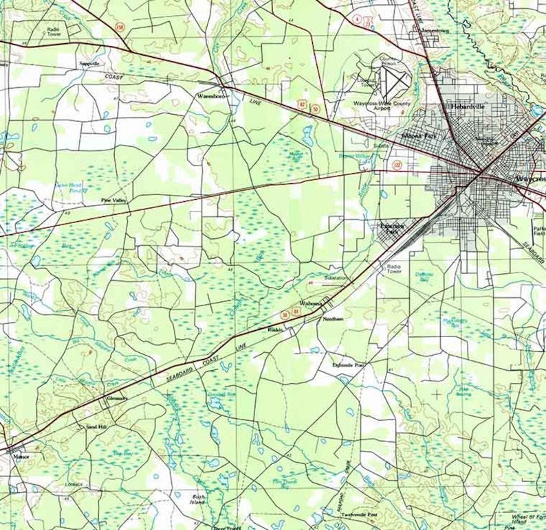 1978 Topo Map of Waycross Quadrangle Etsy
