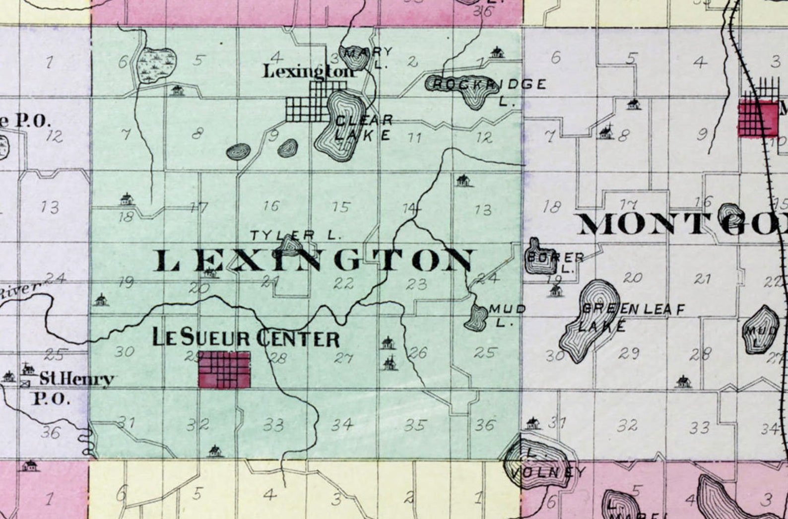 1898 Map of Le Sueur County Minnesota Etsy