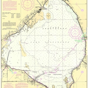 1996 Nautische kaartkaart van Lake Okeechobee, Florida