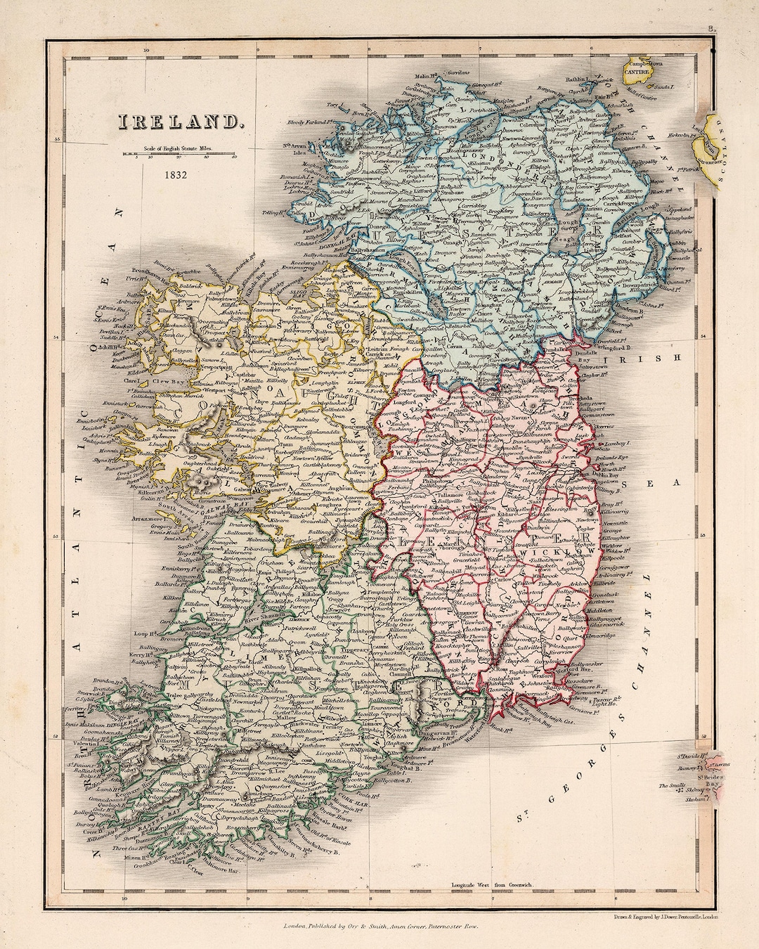 1832 Map of Ireland - Etsy