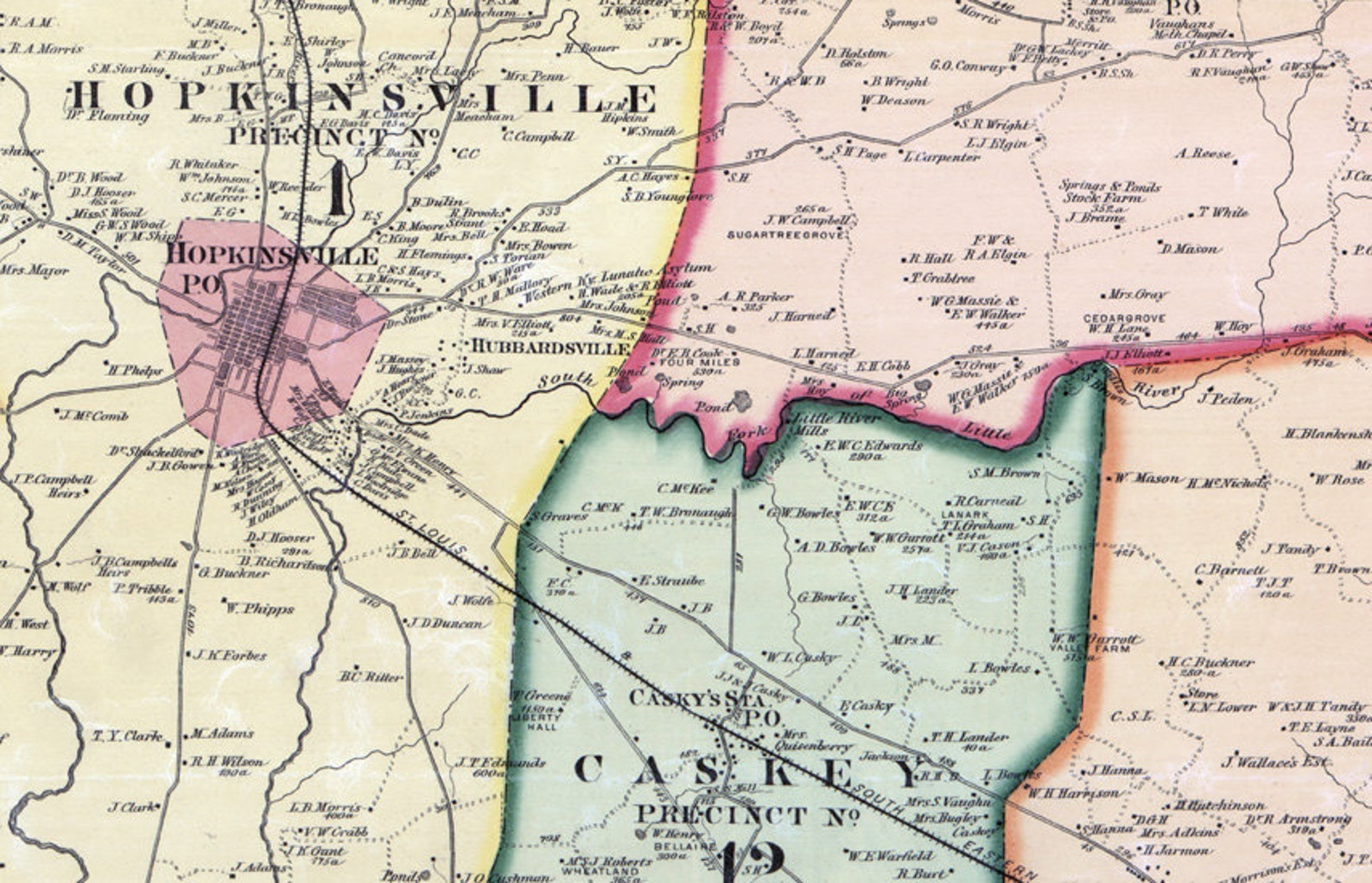 1878 Map of Christian County Kentucky Hopkinsville | Etsy