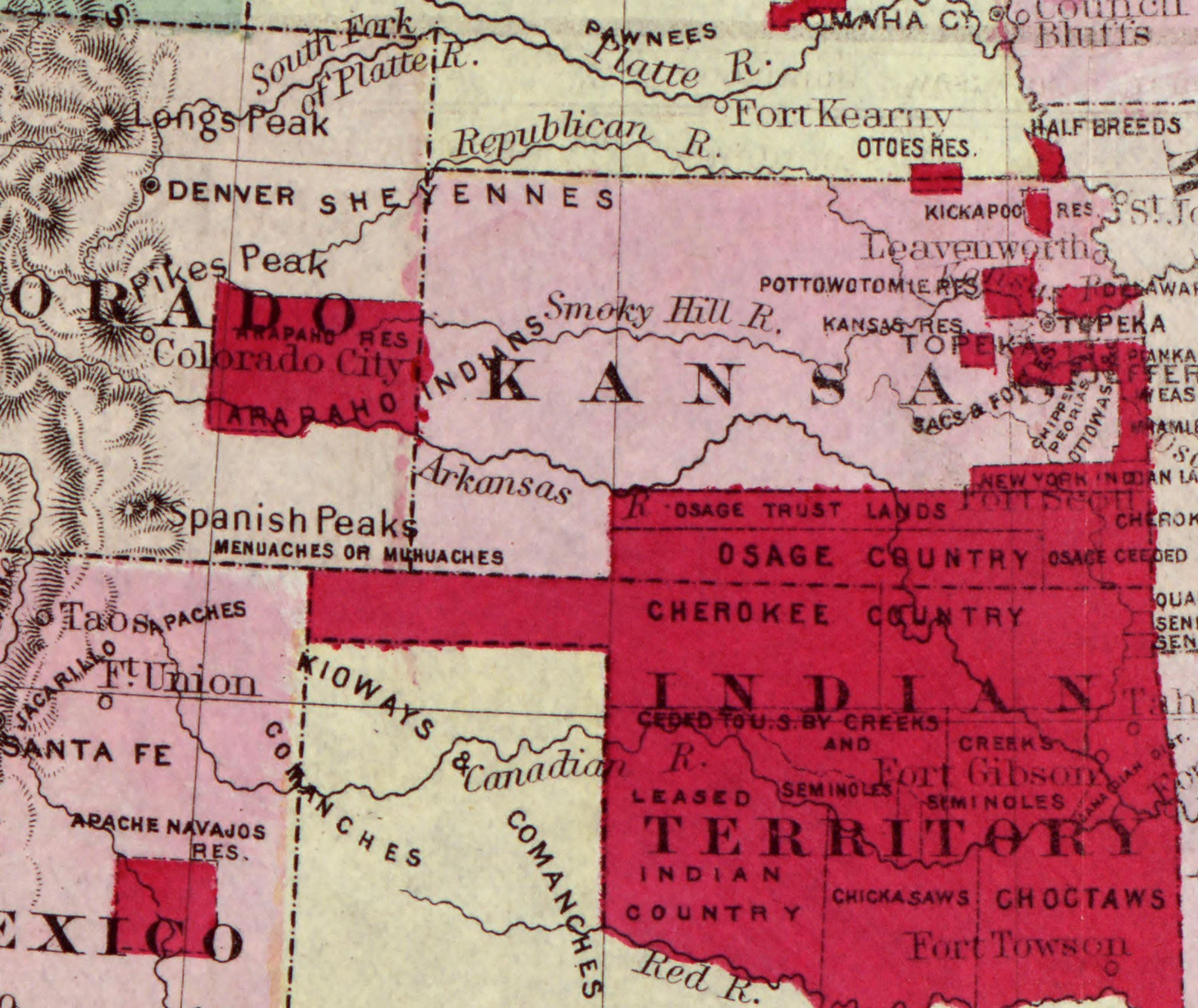 1868 Map of Indian Tribes in the United States - Etsy