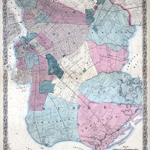 Carte du comté de Kings, New York, 1868