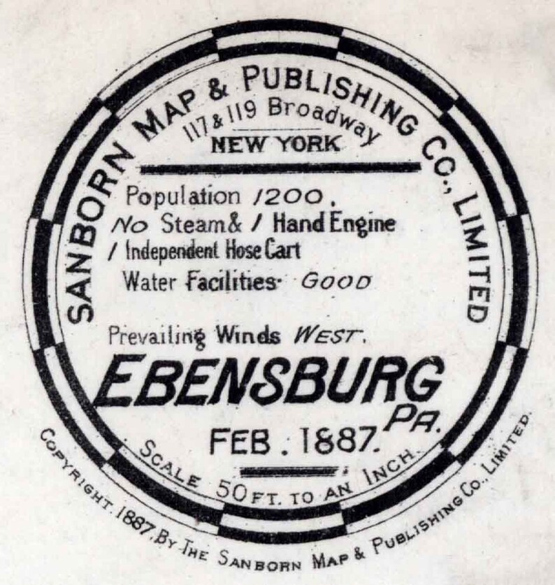1887 Town Map of Ebensburg Cambria County Pennsylvania Etsy