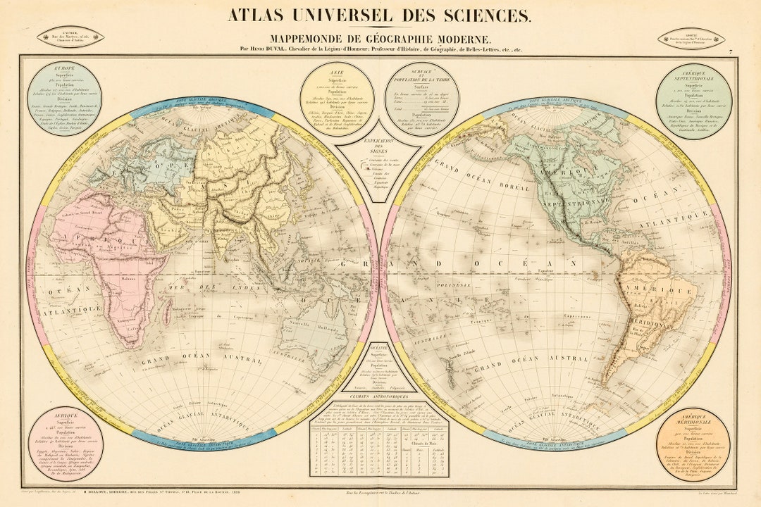 1839 Map of the World - Etsy